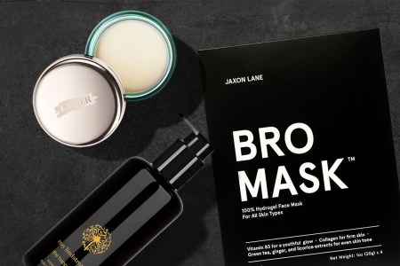 Three skincare products from La Mer, Jaxon Lane, May Lindstrom Skin on a black background