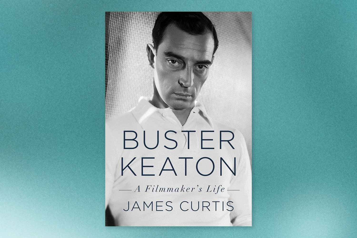 Buster Keaton book on blue background