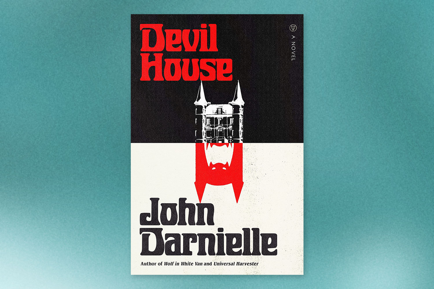 Devil House book on blue background