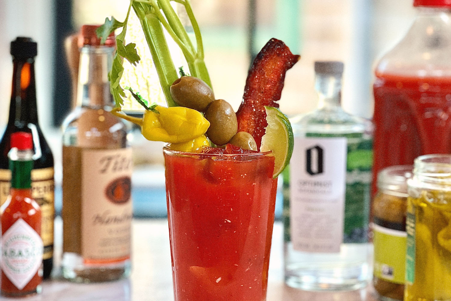 Have fun with your bloodys' spirits and garnishes
