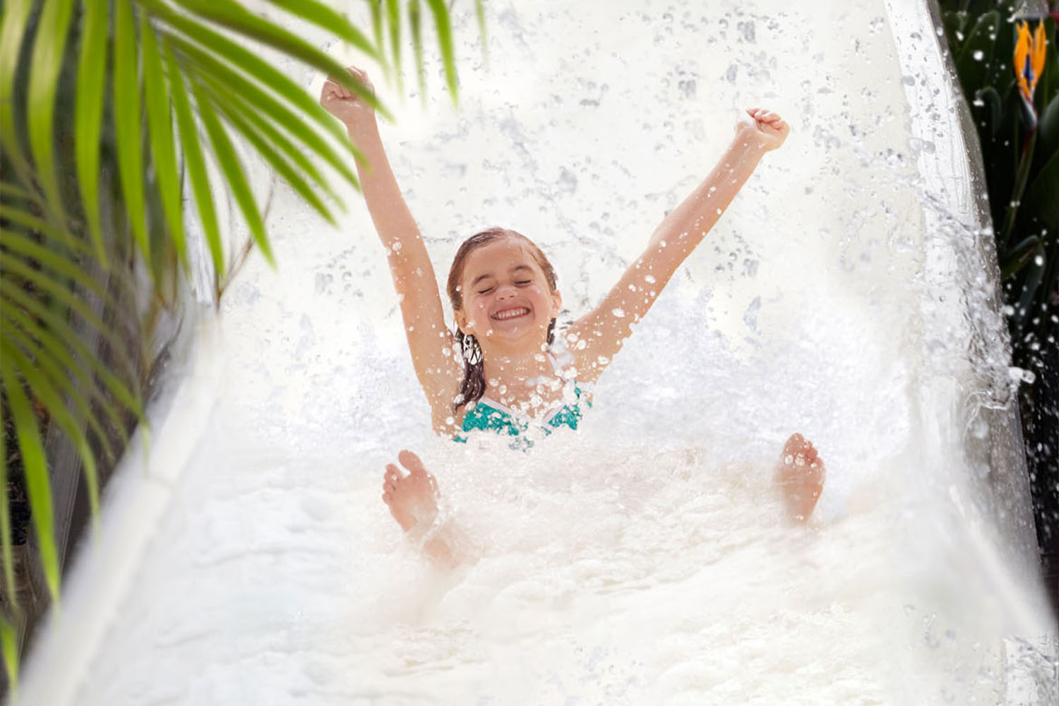 girl on a water slide