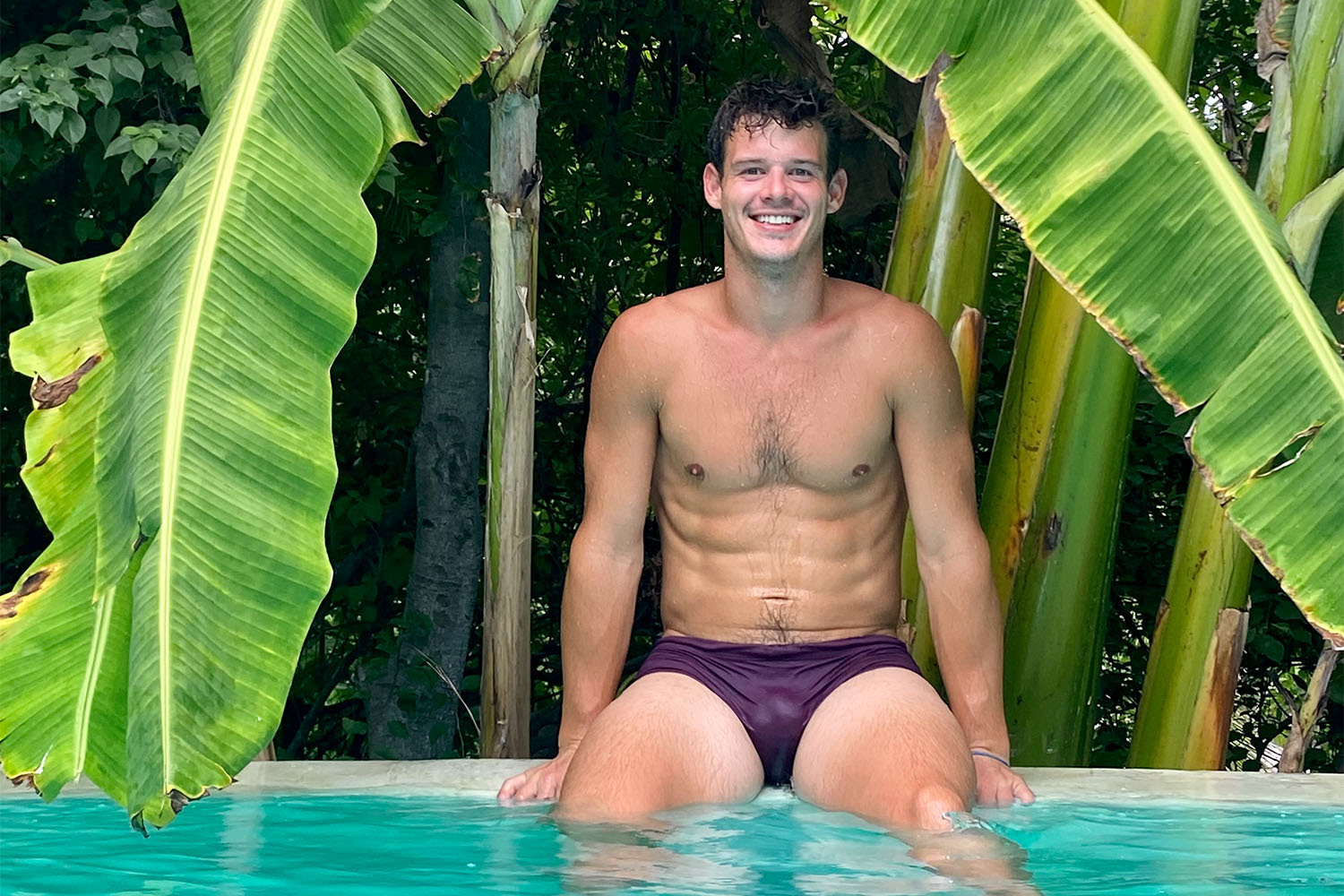 Alex Dropo sitting by the pool