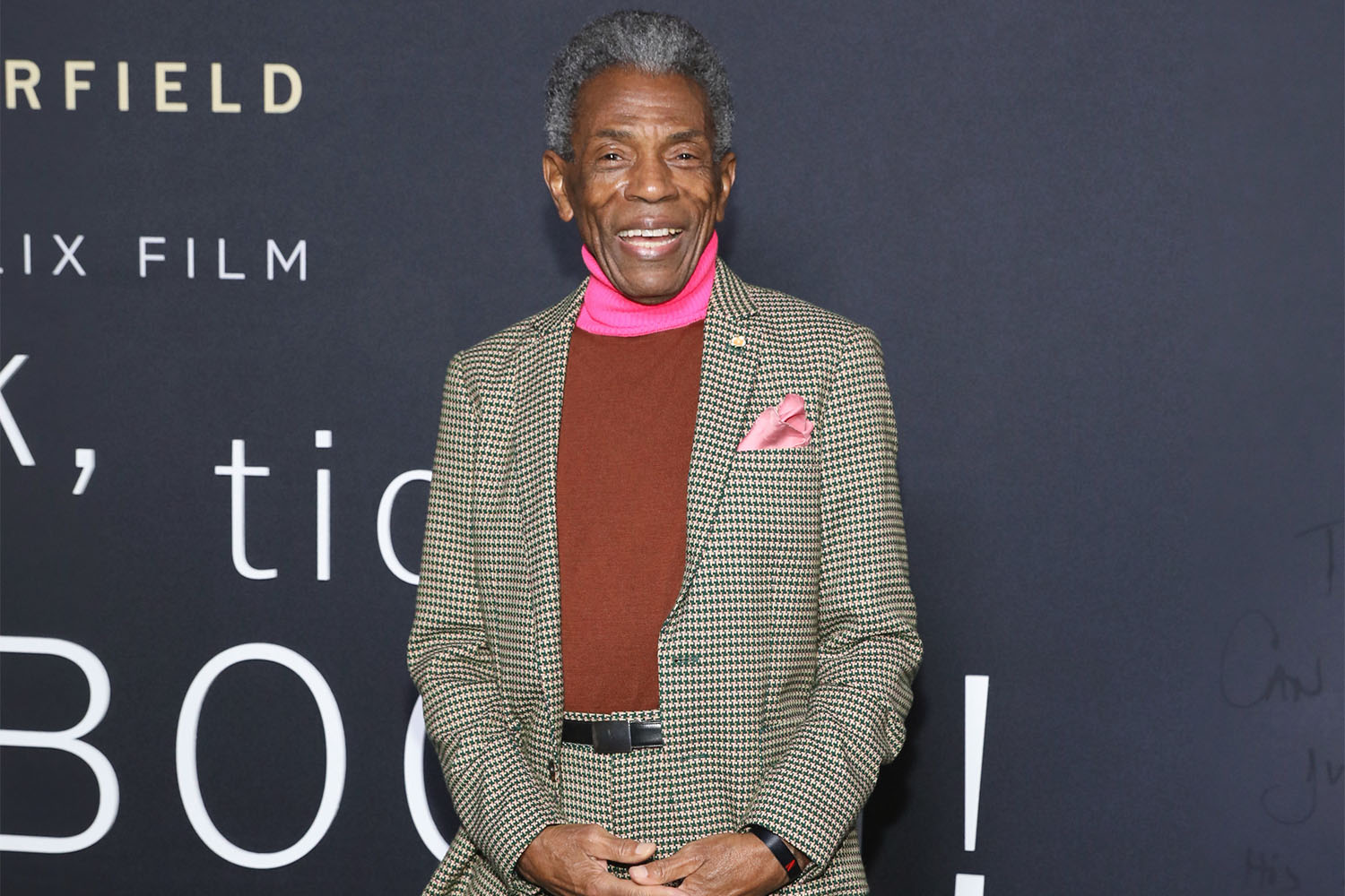 Andre De Shields in a houndstooth suit
