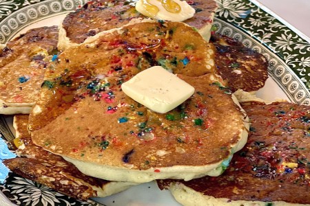 Confetti pancakes on dish