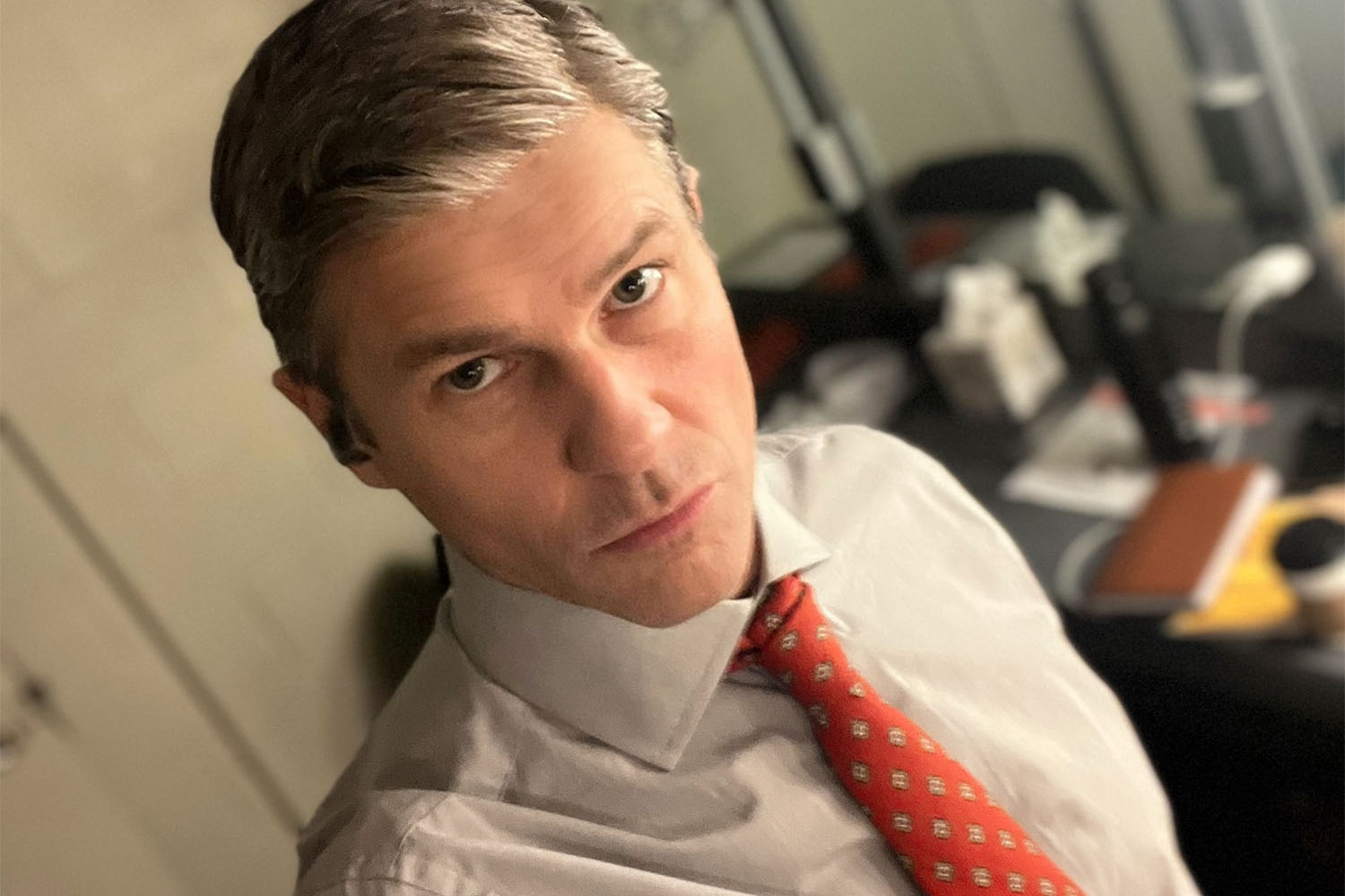 David Burtka behind the scenes at God of Carnage