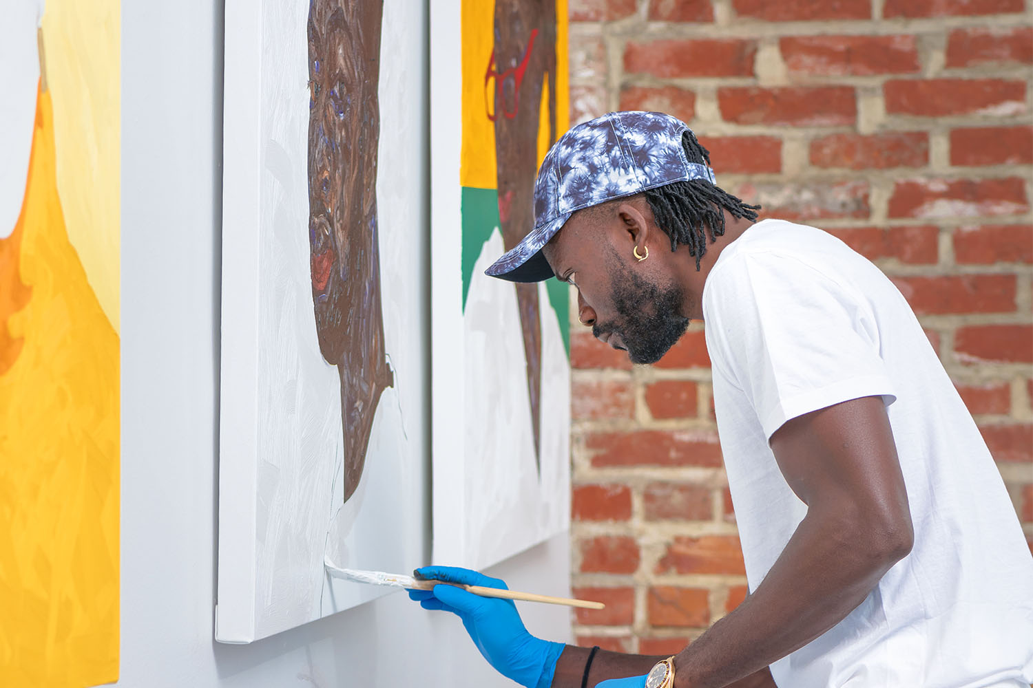 Amoako Boafo in his Los Angeles studio, 2021