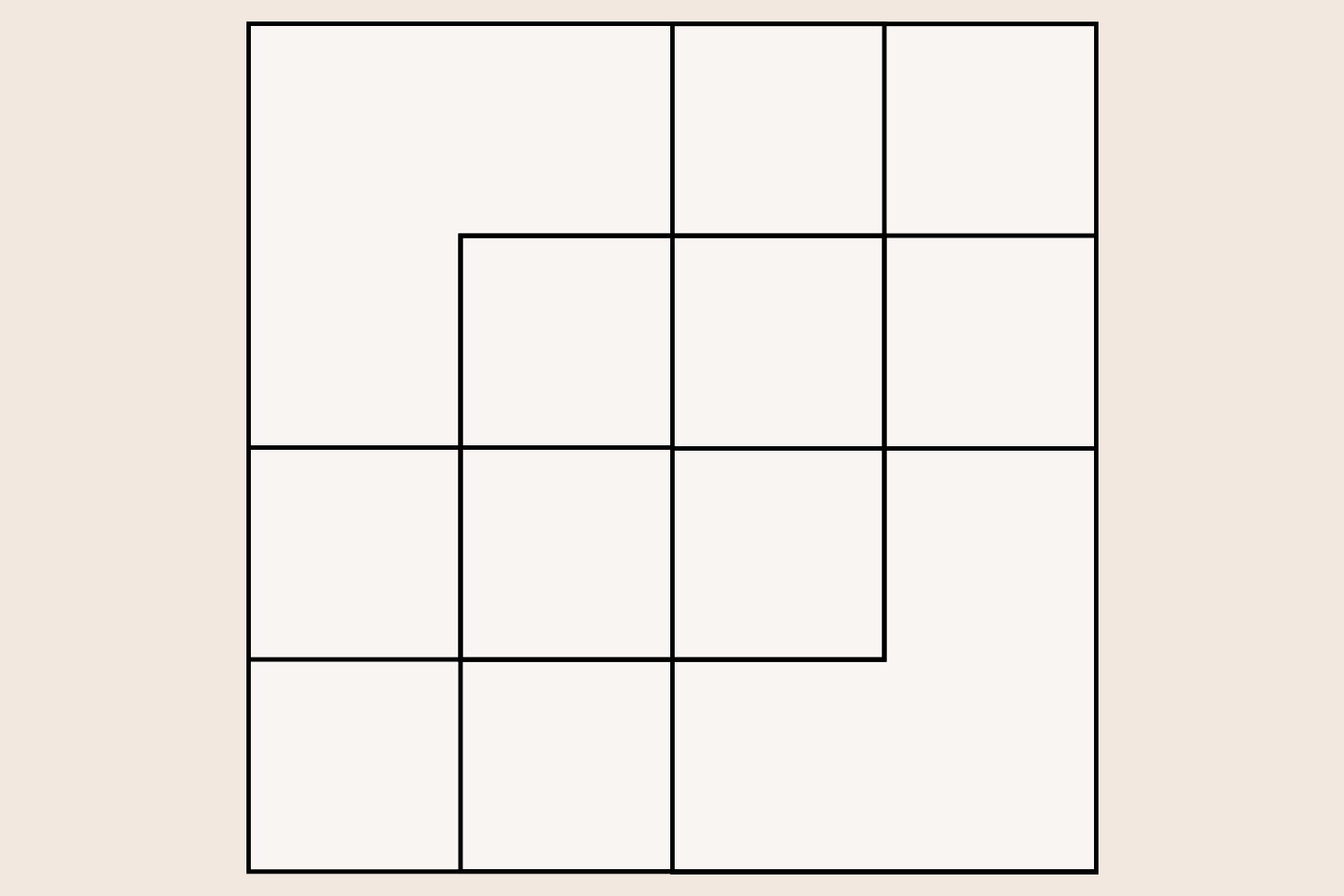 Puzzle of squares on beige background